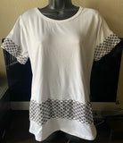 Blusa Punto de Cruz Blanca Negra