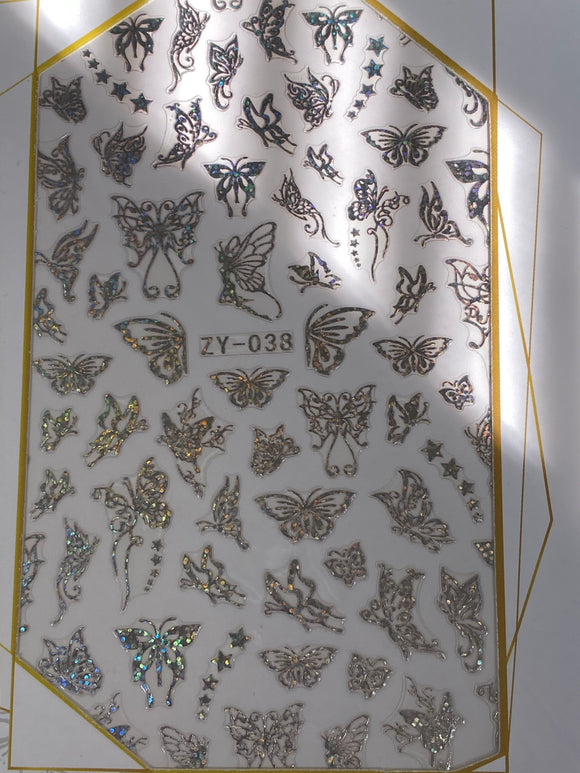 Butterfly Sticker Plata ZY-038