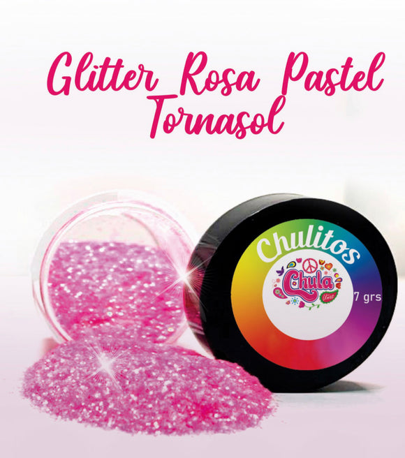 Chula Nails Chulitos Glitter Rosa Pastel Tornasol 5