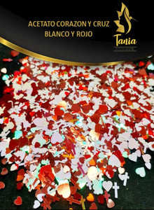 Tania Corazon Y Cruz Mix Rojo y Blanco Tornasol