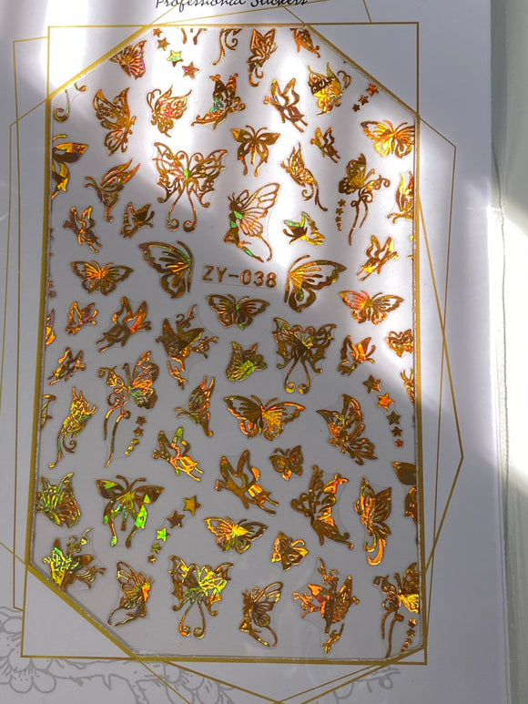 Butterfly Sticker Dorado ZY-038